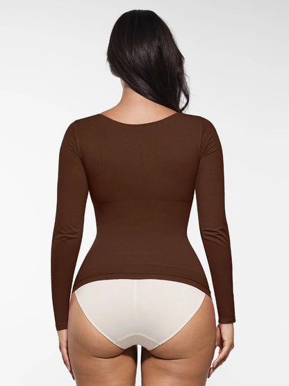 Seamless Long Sleeve Tummy Control Thong Bodysuit