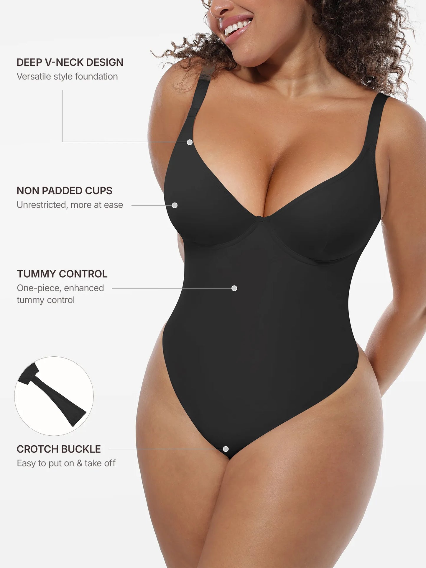 Deep V-Neck Shapewear Bodysuit