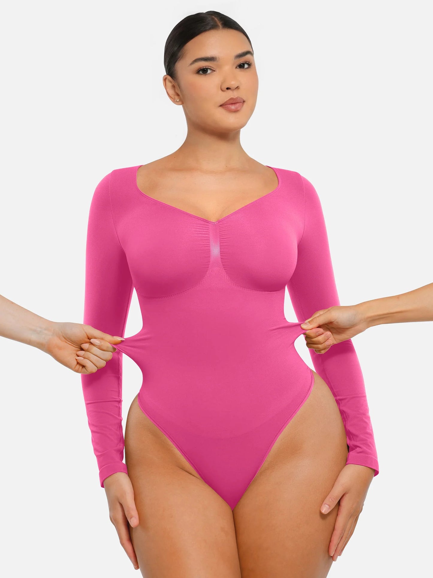 Seamless Long Sleeve Tummy Control Thong Bodysuit
