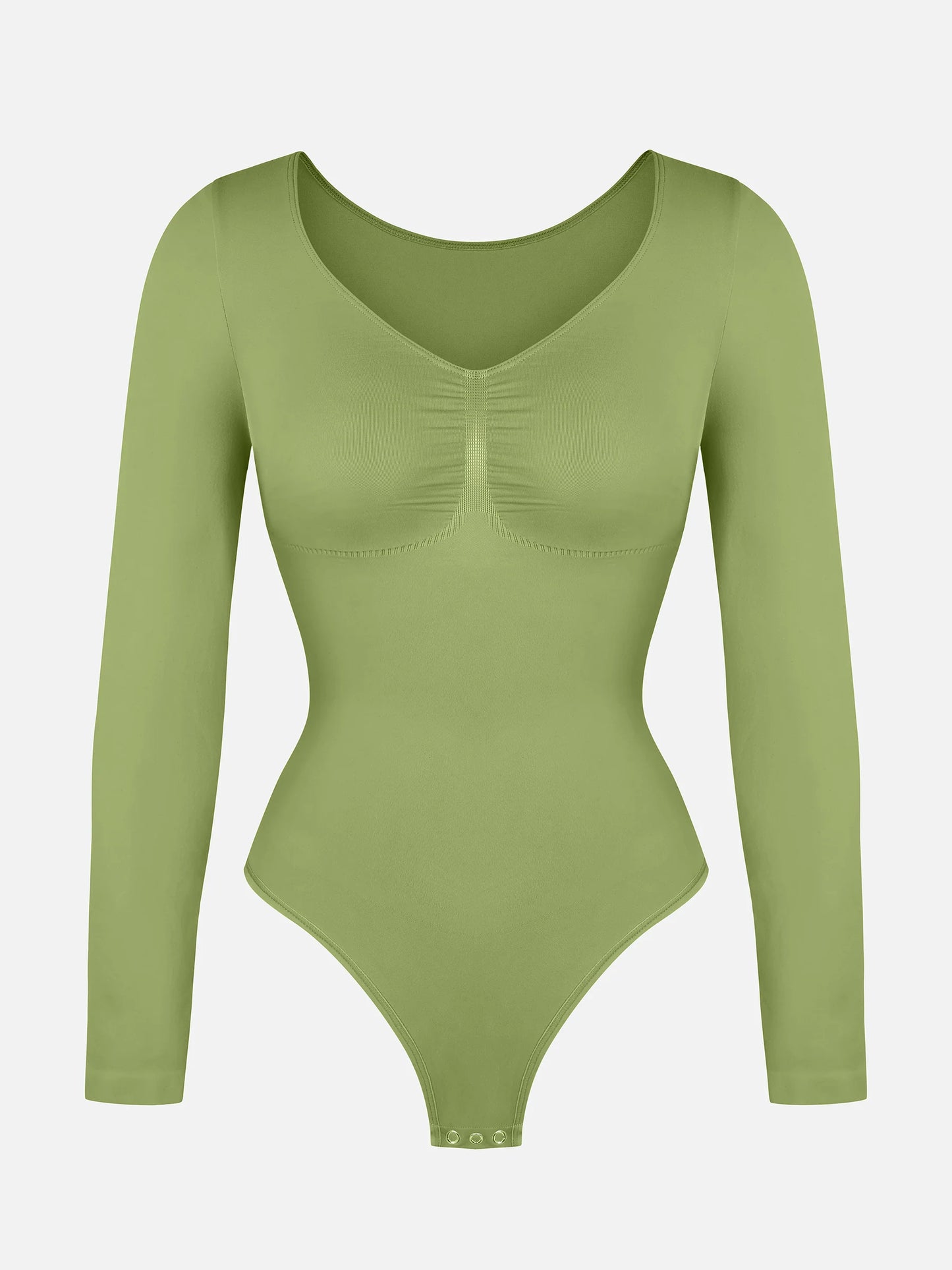 Seamless Long Sleeve Tummy Control Thong Bodysuit