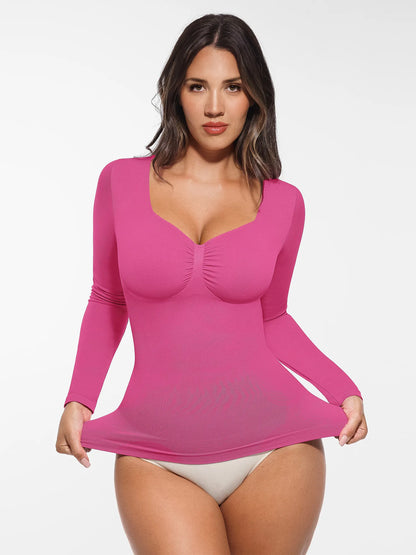 Seamless Long Sleeve Tummy Control Thong Bodysuit
