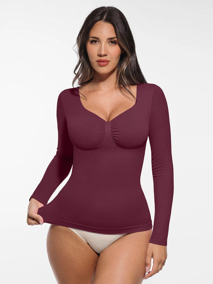 Seamless Long Sleeve Tummy Control Thong Bodysuit