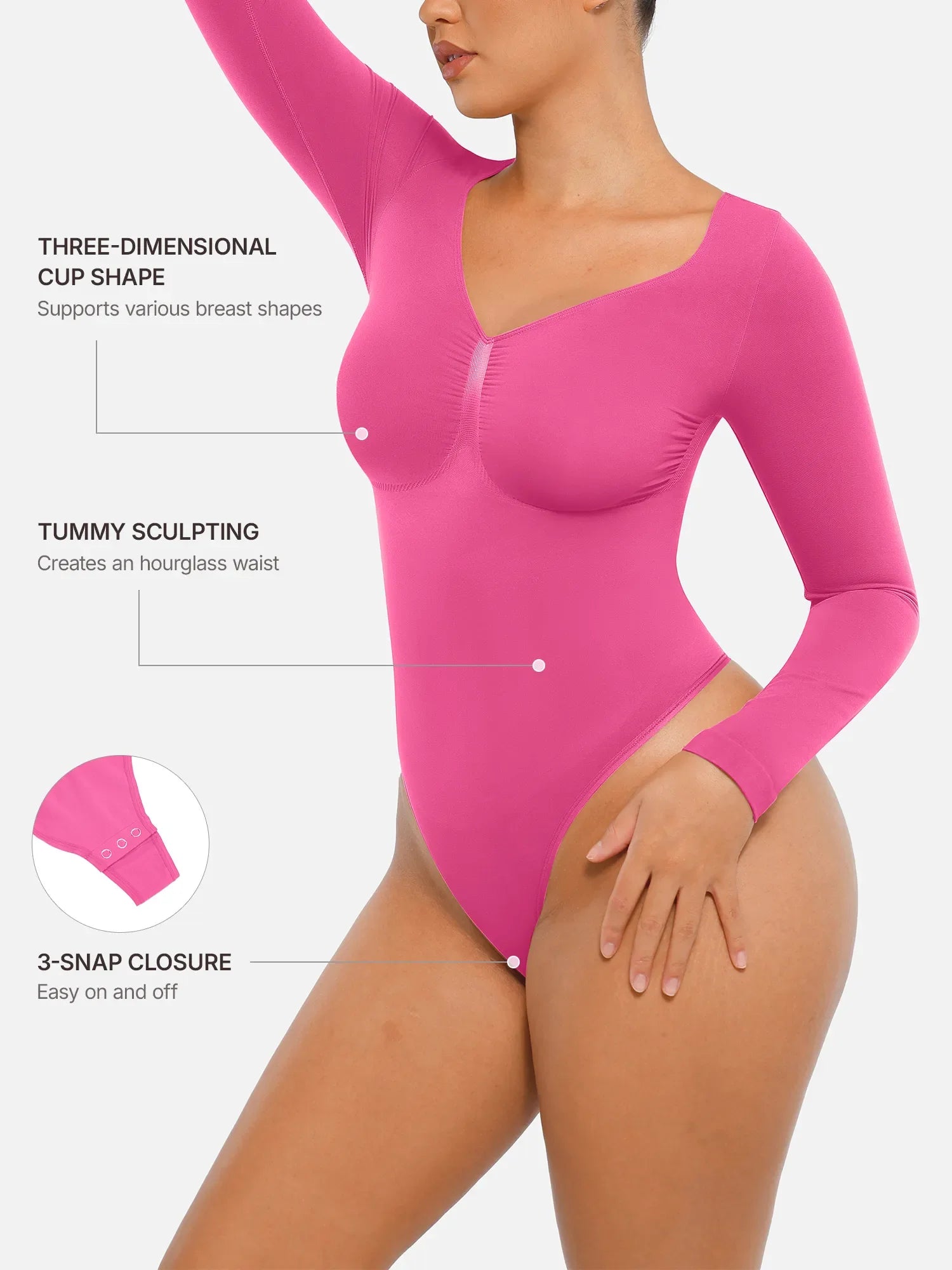 Seamless Long Sleeve Tummy Control Thong Bodysuit