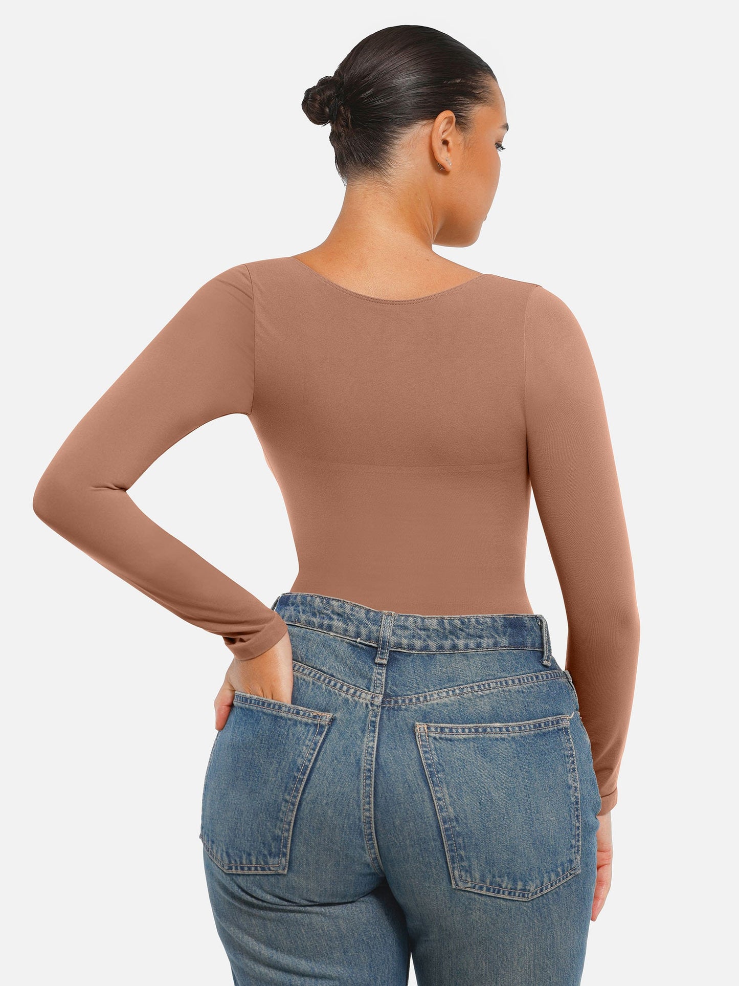 Seamless Long Sleeve Tummy Control Thong Bodysuit