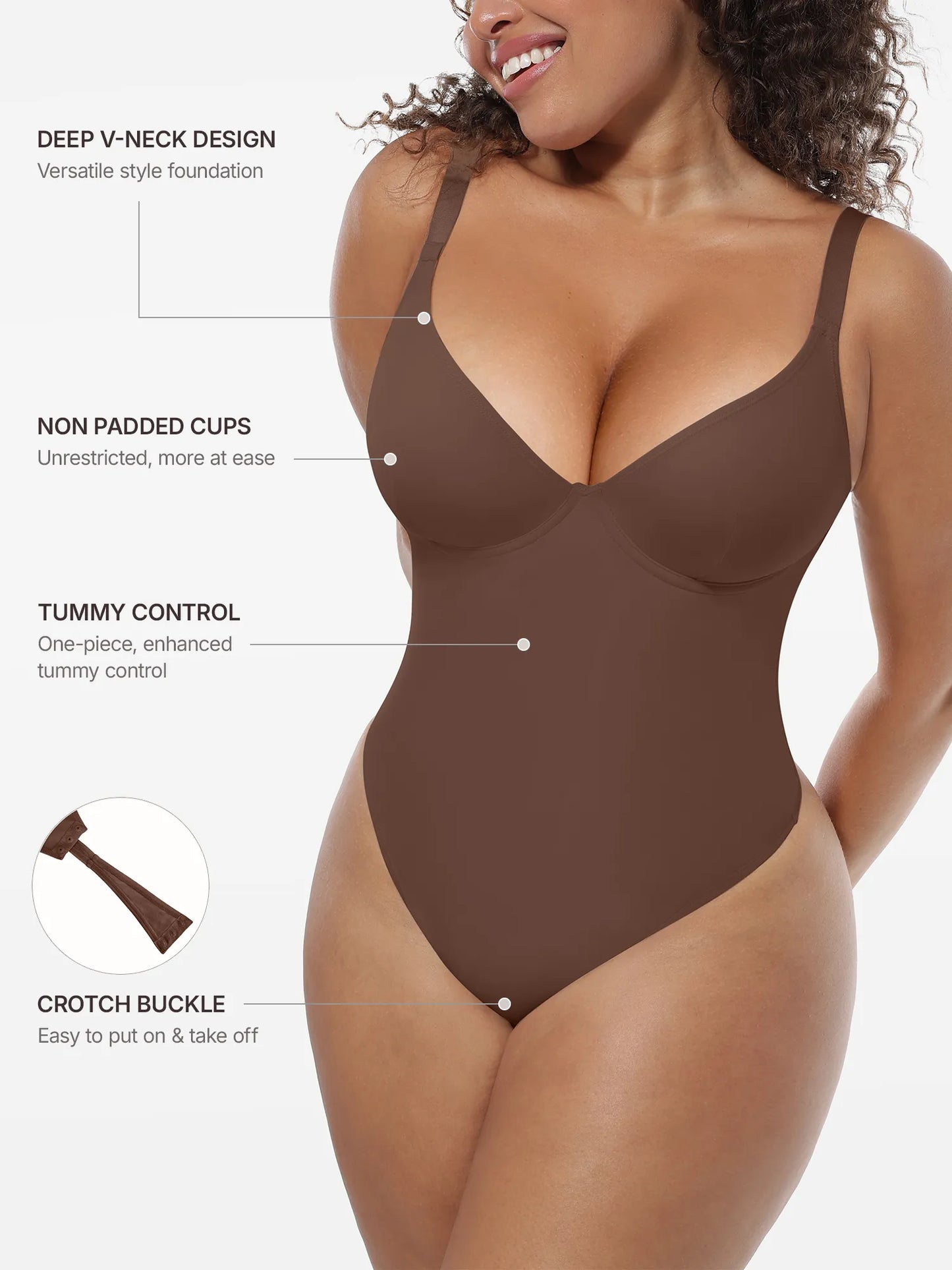 Deep V-Neck Shapewear Bodysuit