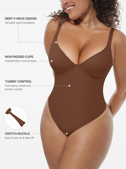 Deep V-Neck Shapewear Bodysuit
