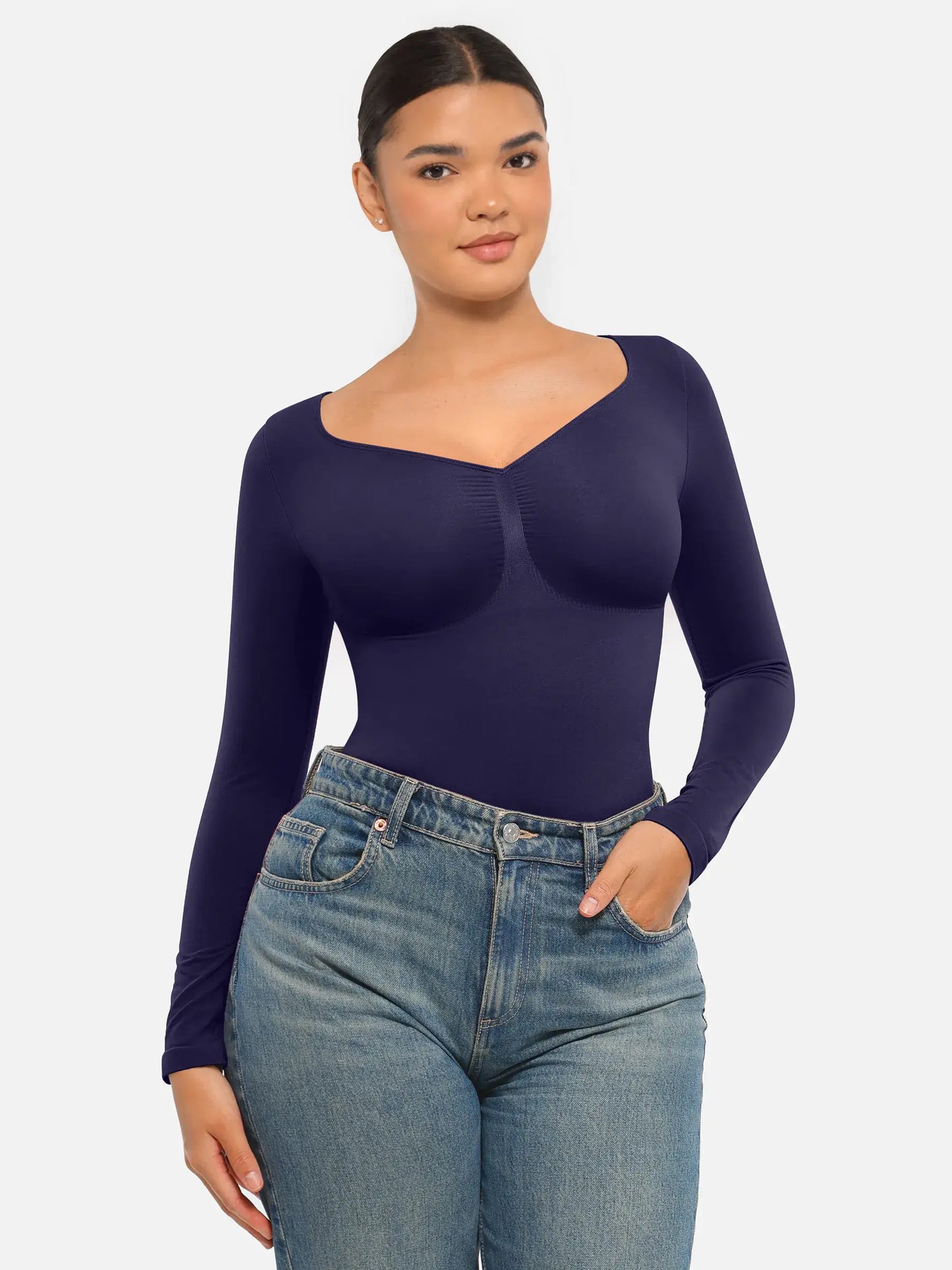 Seamless Long Sleeve Tummy Control Thong Bodysuit
