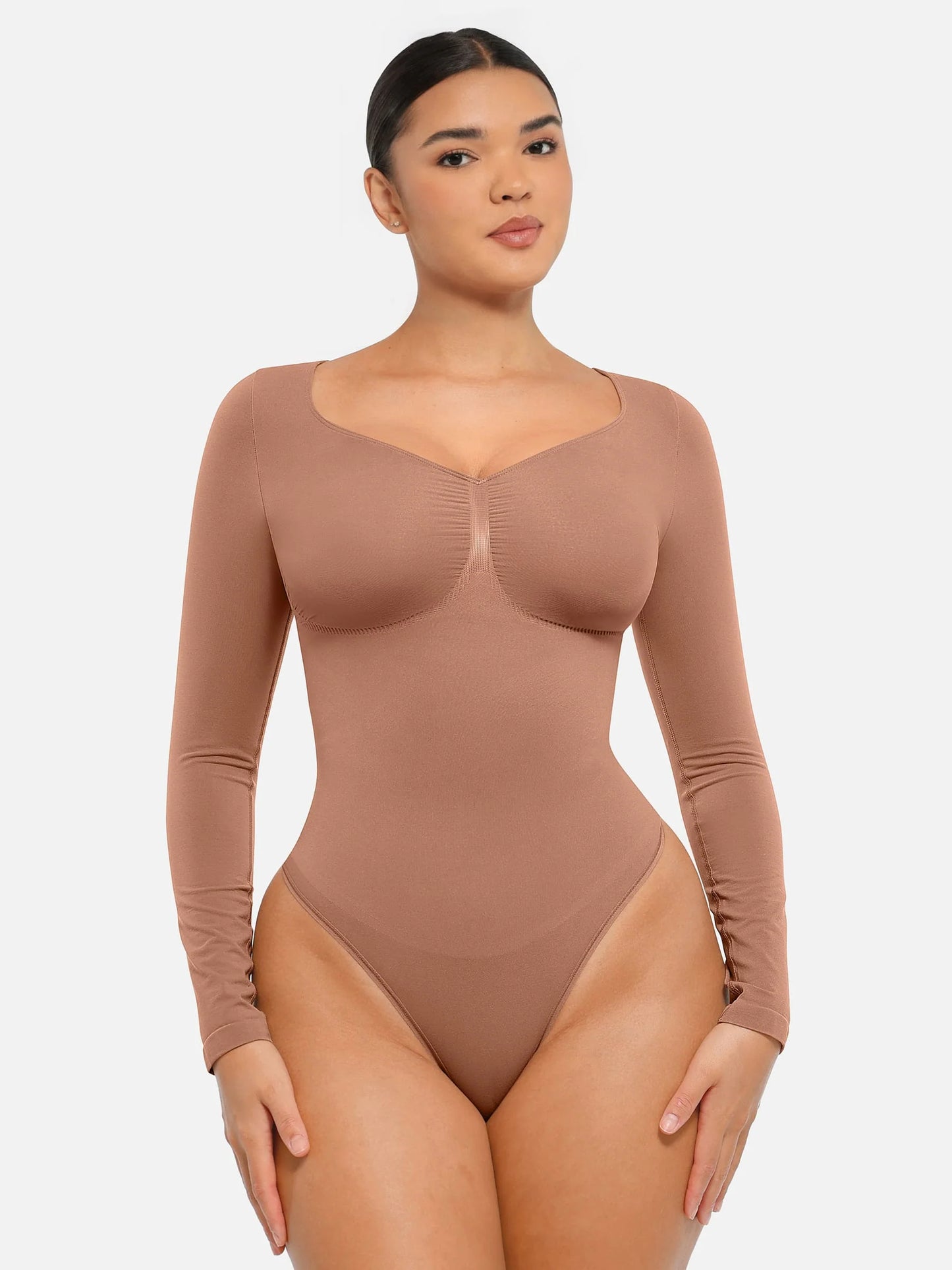 Seamless Long Sleeve Tummy Control Thong Bodysuit