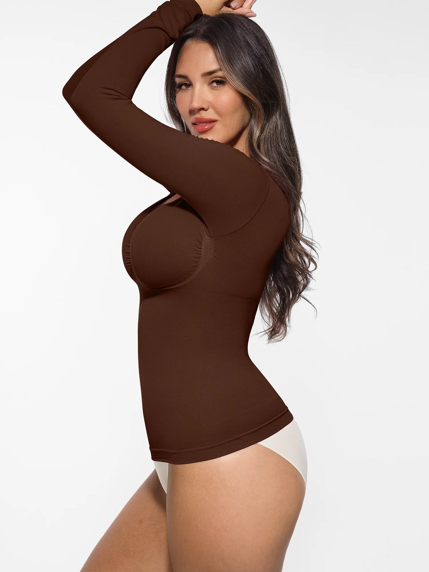 Seamless Long Sleeve Tummy Control Thong Bodysuit