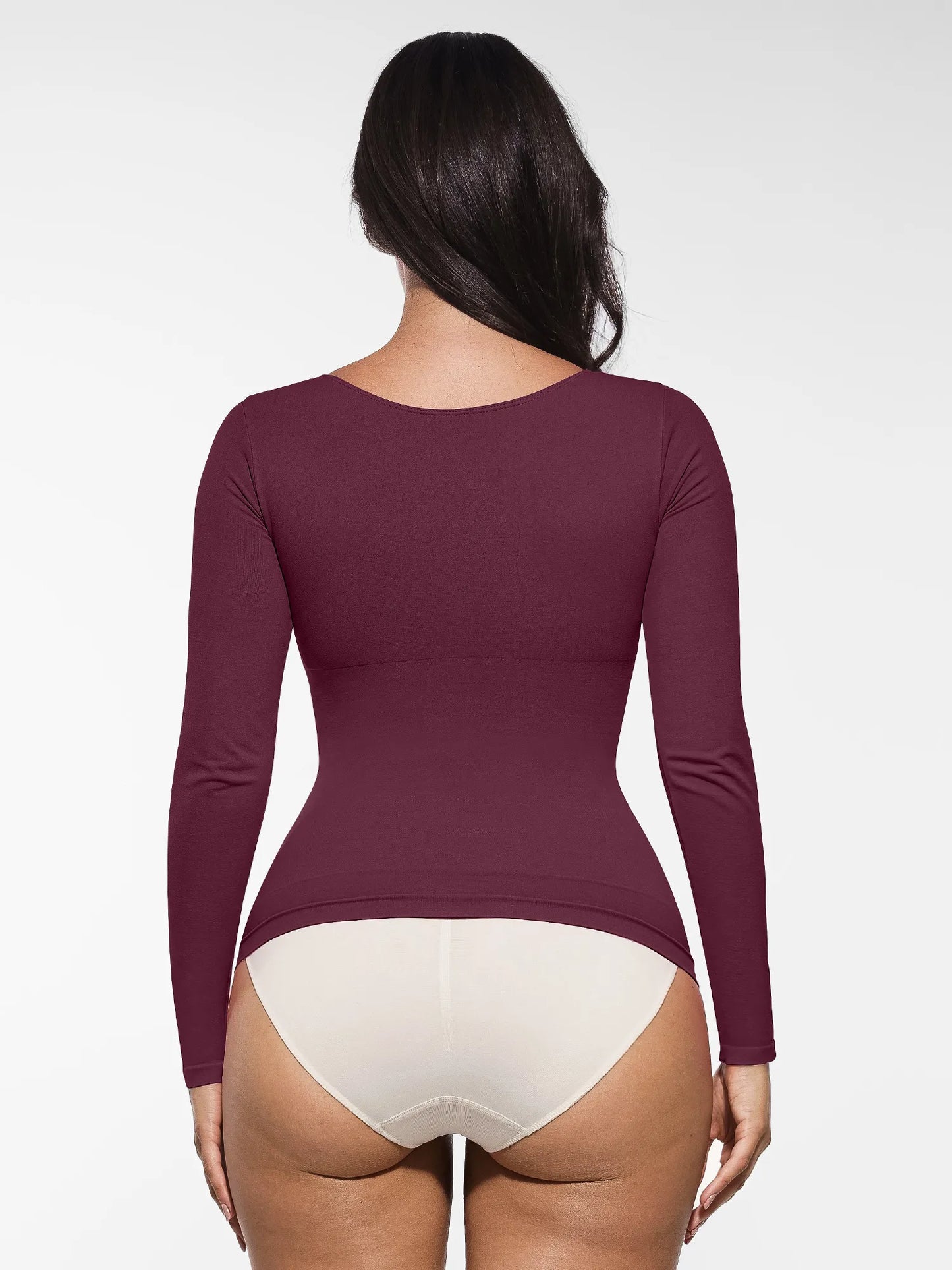 Seamless Long Sleeve Tummy Control Thong Bodysuit
