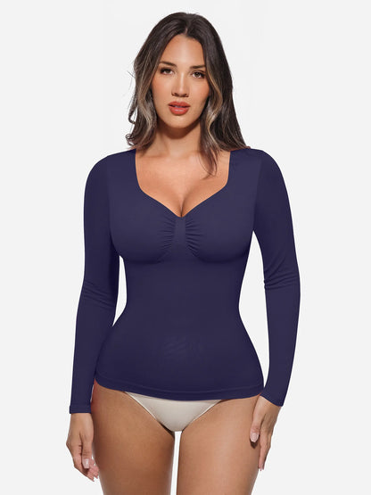 Seamless Long Sleeve Tummy Control Thong Bodysuit