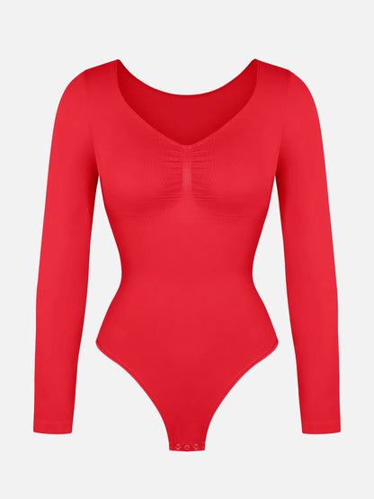 Seamless Long Sleeve Tummy Control Thong Bodysuit