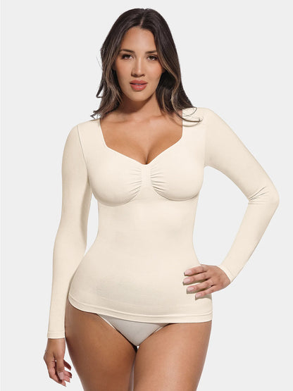 Seamless Long Sleeve Tummy Control Thong Bodysuit