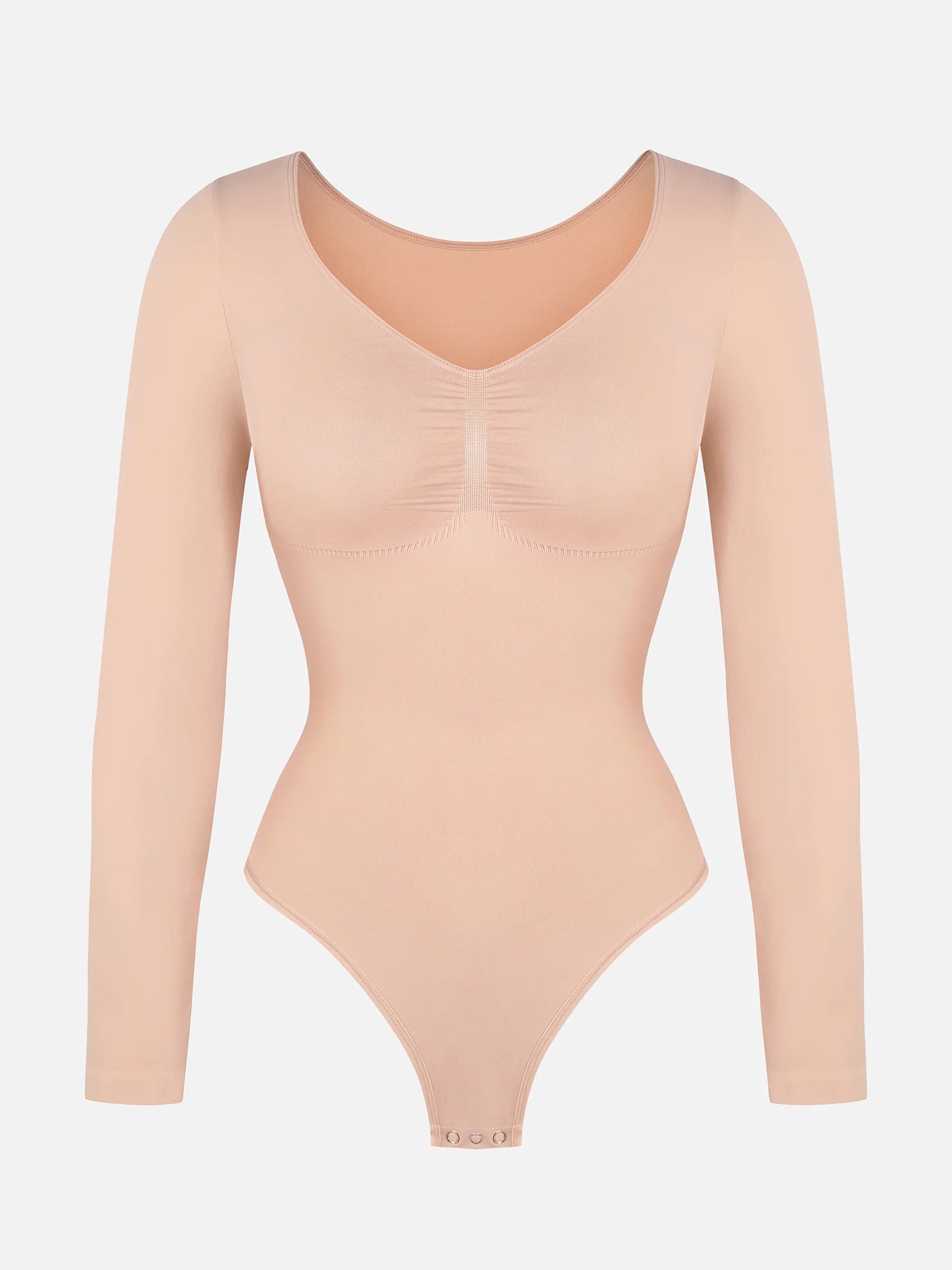 Seamless Long Sleeve Tummy Control Thong Bodysuit