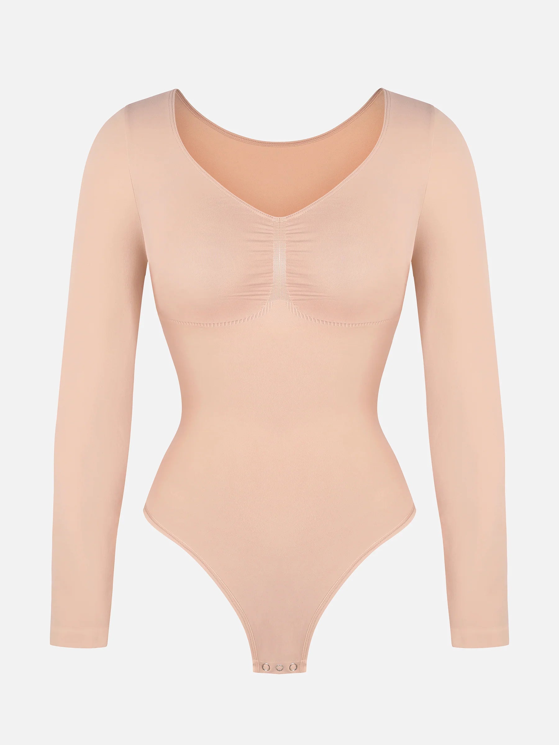 Seamless Long Sleeve Tummy Control Thong Bodysuit