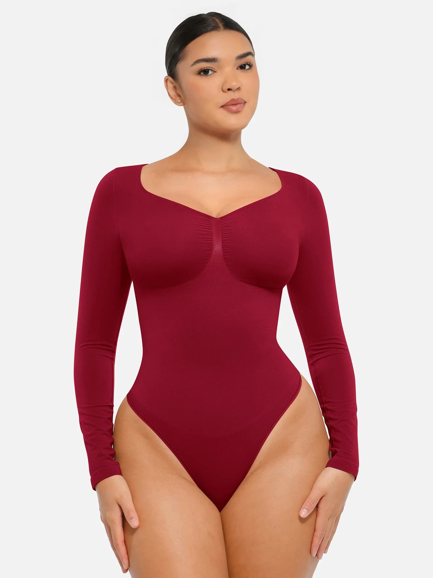 Seamless Long Sleeve Tummy Control Thong Bodysuit