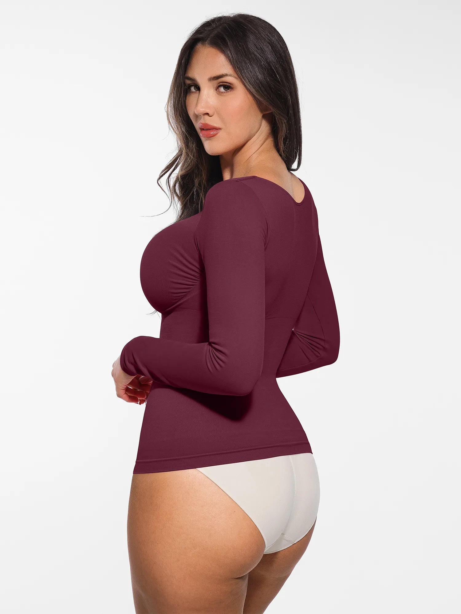 Seamless Long Sleeve Tummy Control Thong Bodysuit