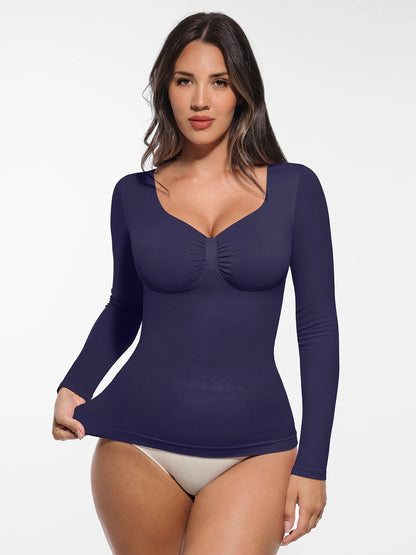 Seamless Long Sleeve Tummy Control Thong Bodysuit