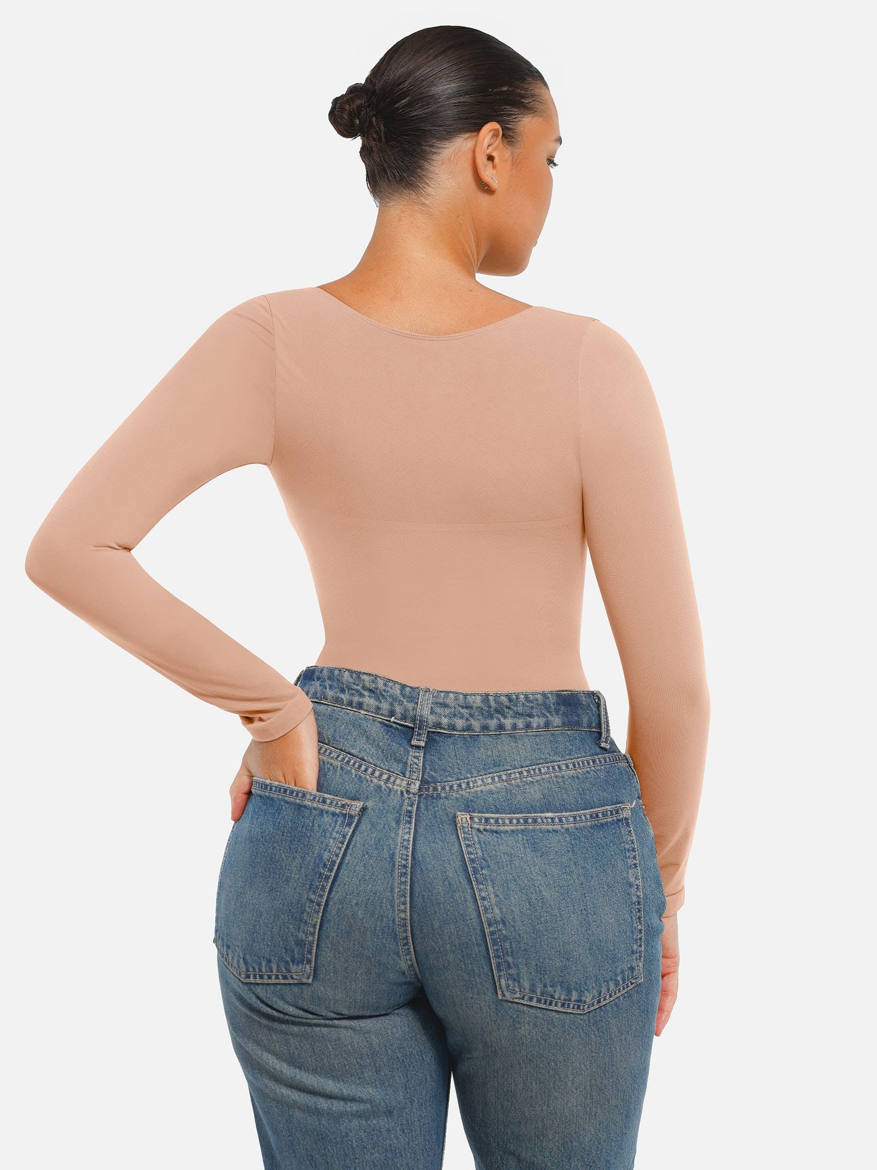 Seamless Long Sleeve Tummy Control Thong Bodysuit