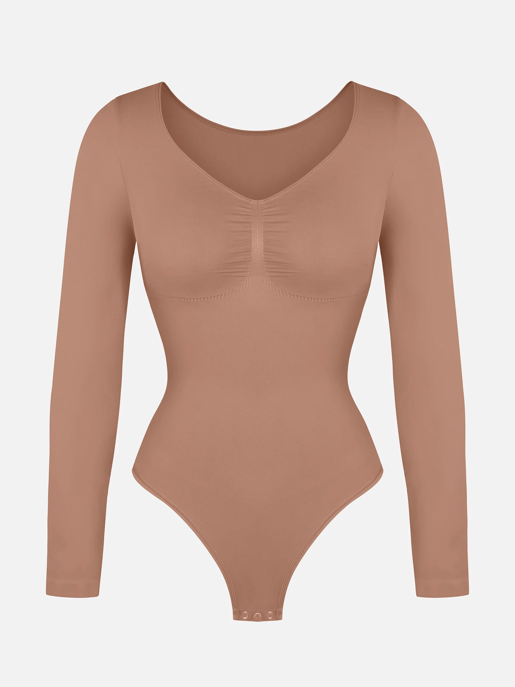 Seamless Long Sleeve Tummy Control Thong Bodysuit