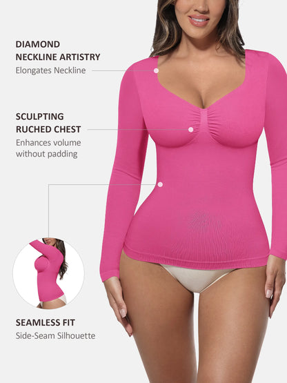 Seamless Long Sleeve Tummy Control Thong Bodysuit