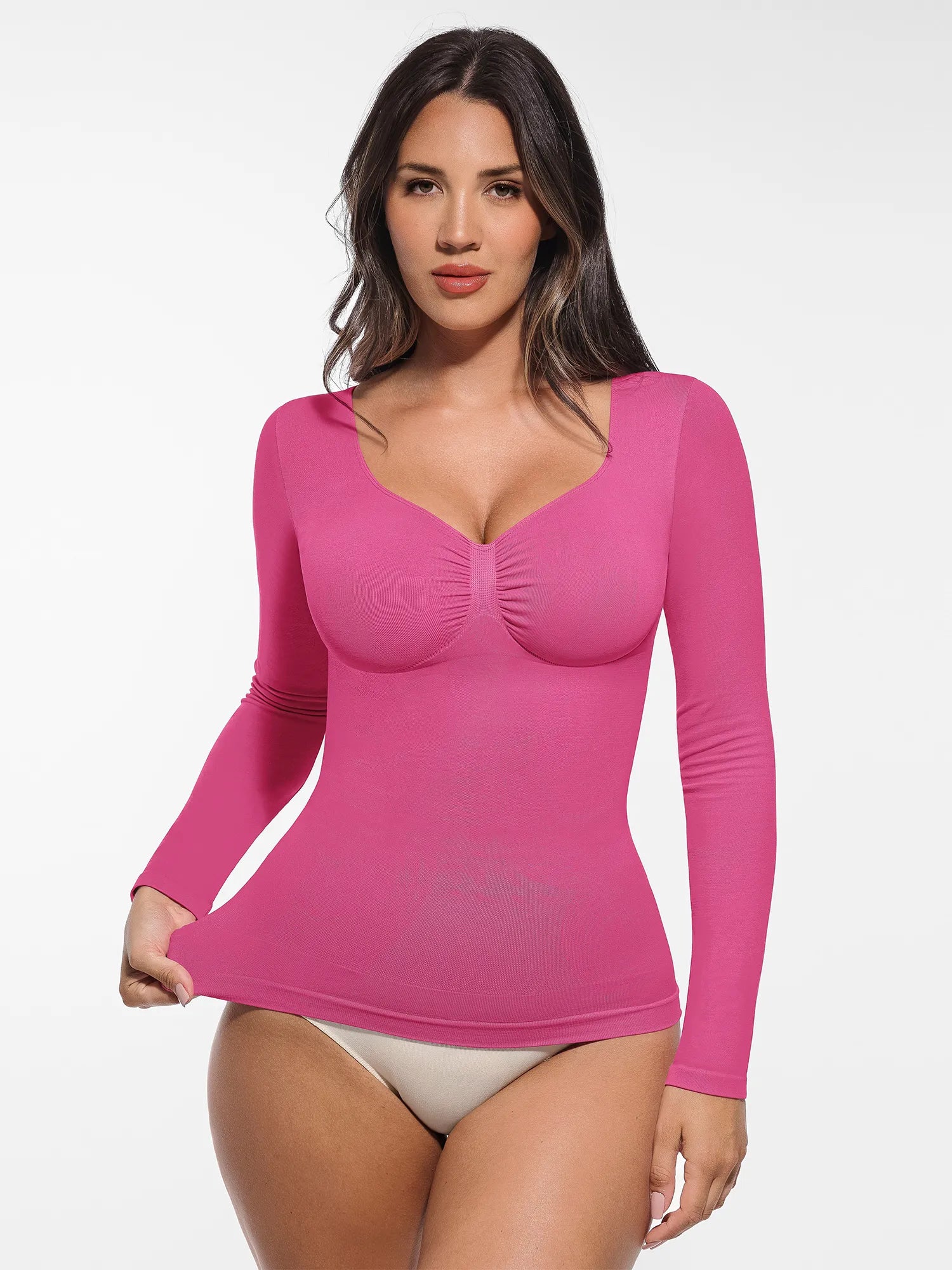 Seamless Long Sleeve Tummy Control Thong Bodysuit